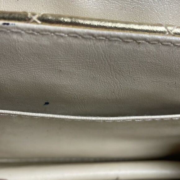 Gold Metallic Quilted Evening Bag with Goldtone Chain - Picture 10 of 11